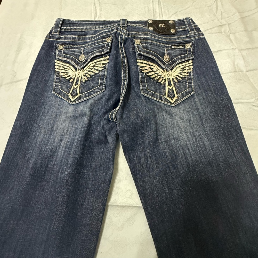 Miss Me Blue Jeans with Embroidered Wings